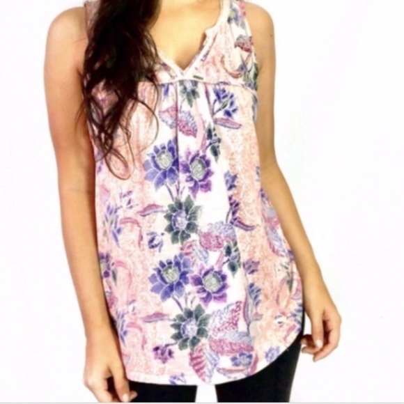 Anthropologie Akemi & Kin pink floral sleeveless M - Picture 1 of 6